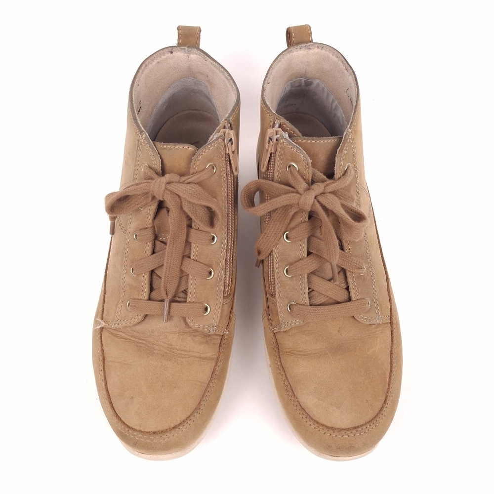 Vionic Shawna sneaker boots leather comfort arch support weather resistant tan - Picture 3 of 10